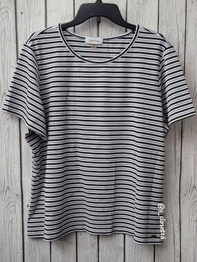 Calvin Klein Black & White Striped Short Sleeve Tee